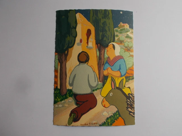 Cartolina Presepe Da Provenza - I Prieurs Davanti L'Oratorio -andré Filippi