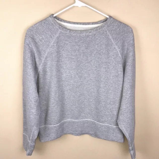 Rag & Bone Women’s Heather Gray Raw Thread Trim Crew Neck Sweatshirt Sz S