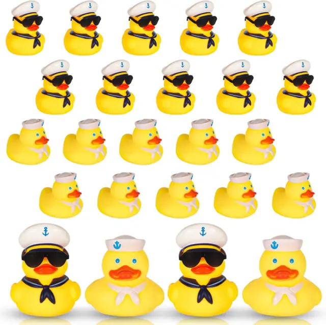 24pcs Rubber Ducks, 2 Styles Cruise Ducks with 12 Sunglasses Mini Sailing with
