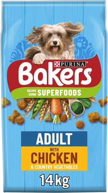 Bakers Adult Dry Dog Food Chicken and Veg 14 kg, Packaging May Vary