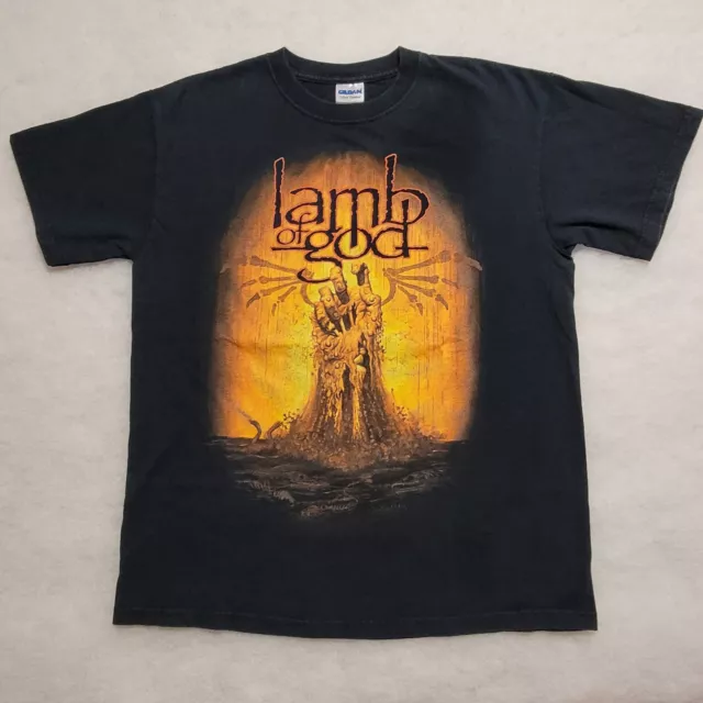 Lamb Of God TShirt Y2K Burning Hand Mens Medium