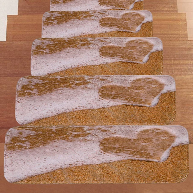 5pcs Non-slip Stair Carpet Treads Washable Stair Tread Mat with Adhesive Tape 3