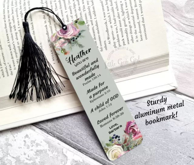 Custom Name Bible Verse Bookmark Aluminum Metal Personalized Christian Book Gift