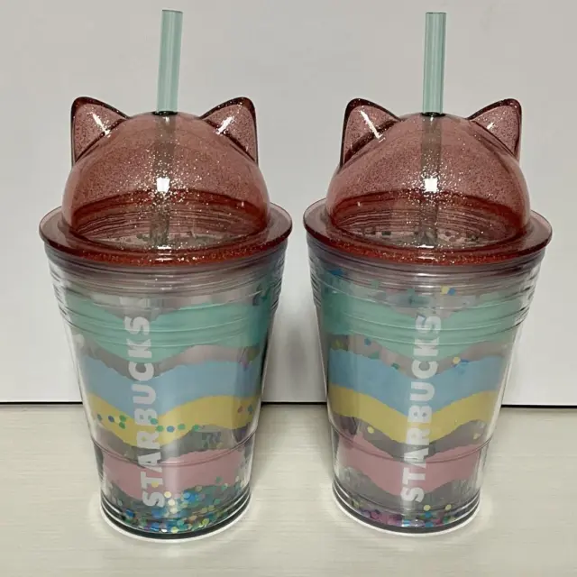🌸[New and unused] Starbucks Cat Lid♡Cat Tumbler 2 Piece Pair Set🌸JAPAN🌸Bundle