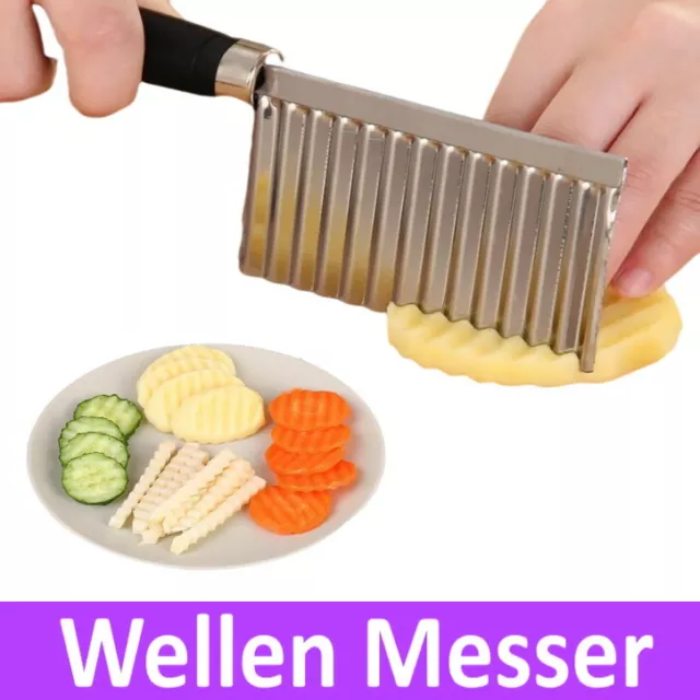 Wellenmesser Wellenschneider Edelstahl Garnier Pommes Kartoffel Gemüse Küche Mes
