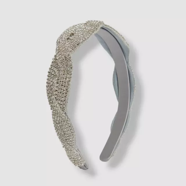 $425 Jennifer Behr Women's Silver Marlow Crystal Headband One Size