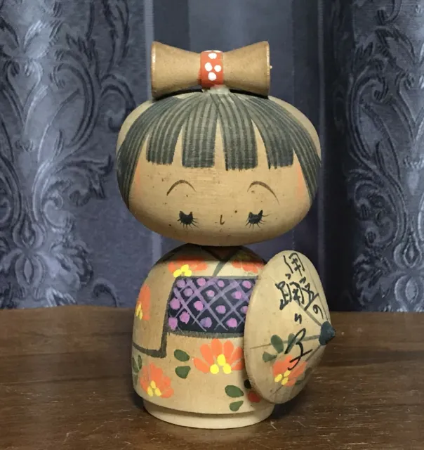 Vintage Antique Sosaku Kokeshi doll 11cm Kimono Girl Japanese Folk Art K2244