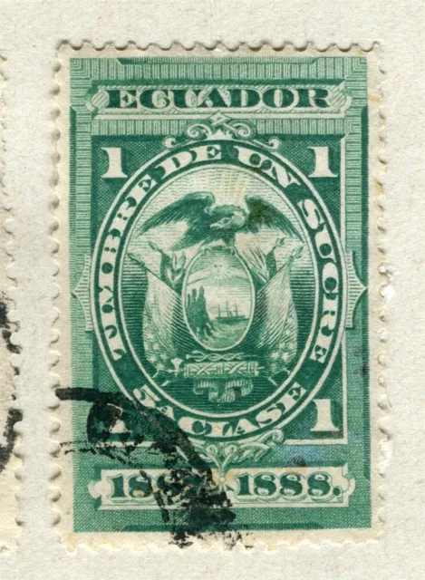 ECUADOR; 1887 early classic Revenue issue fine used 1S. value