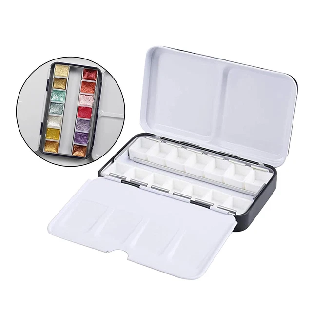 SHIDOW Mini-Aquarell-Dose 12 Mulden – 5,9 X 4,7 Cm, 2 Stück, Tragbare Leere Palette Für Unterwegs