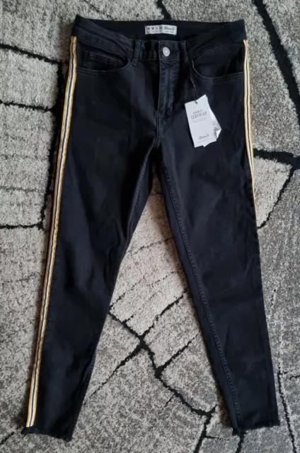 PRIMARK DENIM CO Black Jeans Side Stripe Uk 10 8.00 PicClick UK
