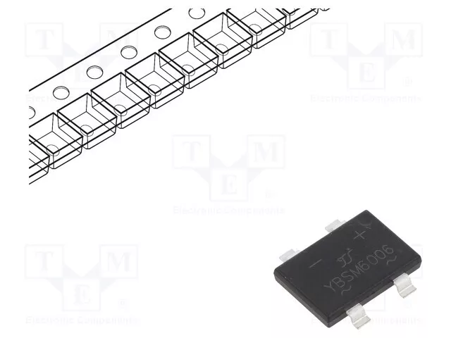 Einphasen Brückengleichrichter If : 6A Urmax : 600V Ifsm : 150A YBSM6006