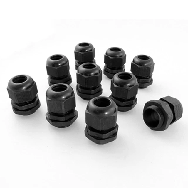 Lot de 10 presse-étoupes étanches en plastique M20 x 1,5 Noir
