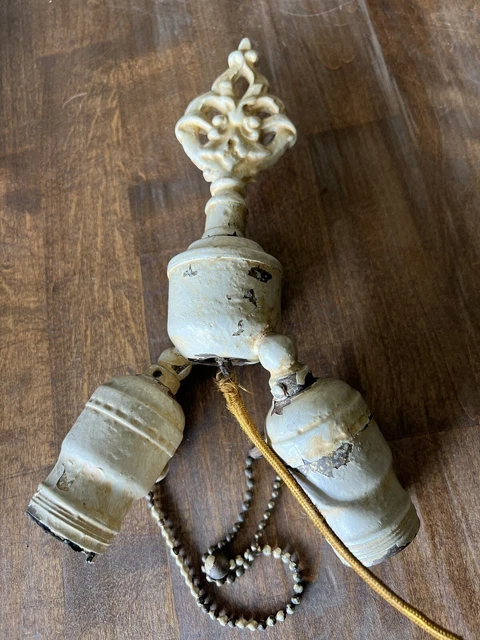 Antique Salvaged Double Cluster Socket With Cast Iron Final