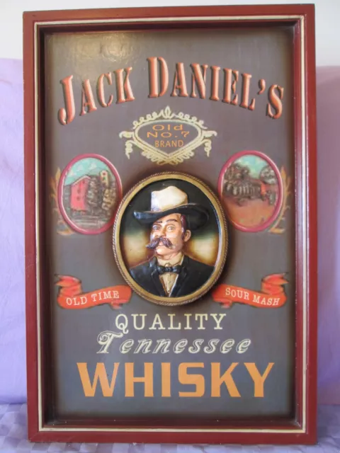 Quadro Pannello Pubblicitario "Jack Daniel's" In Legno A Rilievo -Vintage - Raro