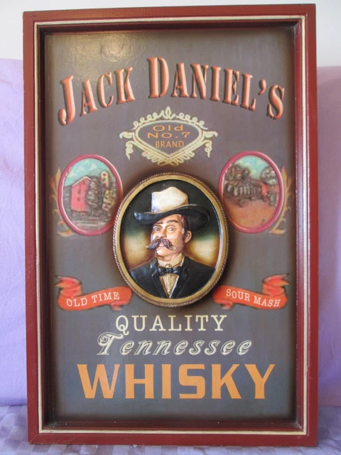 Quadro Pannello Pubblicitario "Jack Daniel's" In Legno A Rilievo -Vintage - Raro