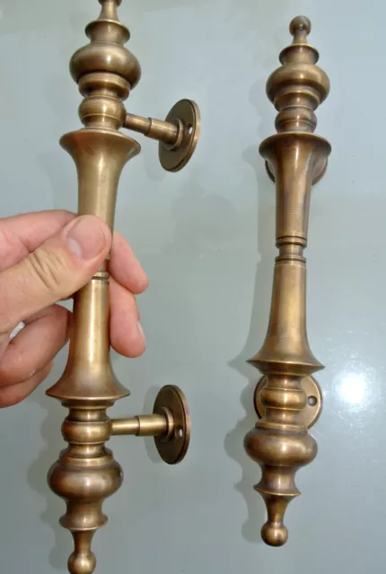 2 large DOOR handle pull solid 2 SPUN 30 cm brass vintage old style hollow 12 "B 2