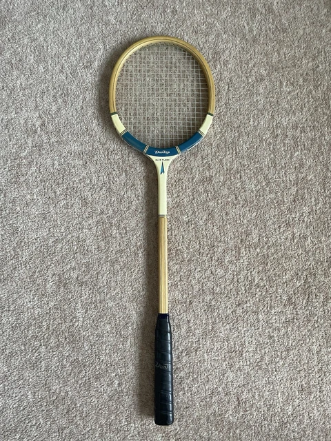 Vintage Dunlop Blue Flash Junior Wooden Tennis Racket (1980s) Name On Racket