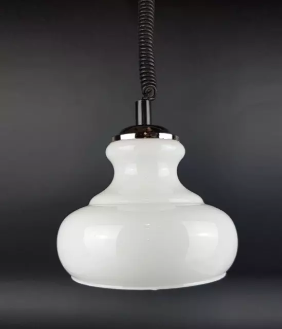 Vintage PEILL PUTZLER Pendant Lamp Milk Glass With Height Adjustable Cord 1970s Vintage PEILL PUTZLER Pendant Lamp Milk Glass With Height Adjustable Cord 1970s