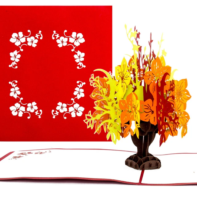 3D Pop-Up Karte Blumenstrauß – 15x15 Cm, Mit Umschlag, Als Geburtags- Oder Dankeskarte
