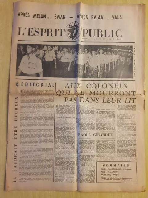 L'ESPRIT PUBLIC n°15, 24 mars 1961, Raoul GIRARDET, Les Juifs et l'Algérie