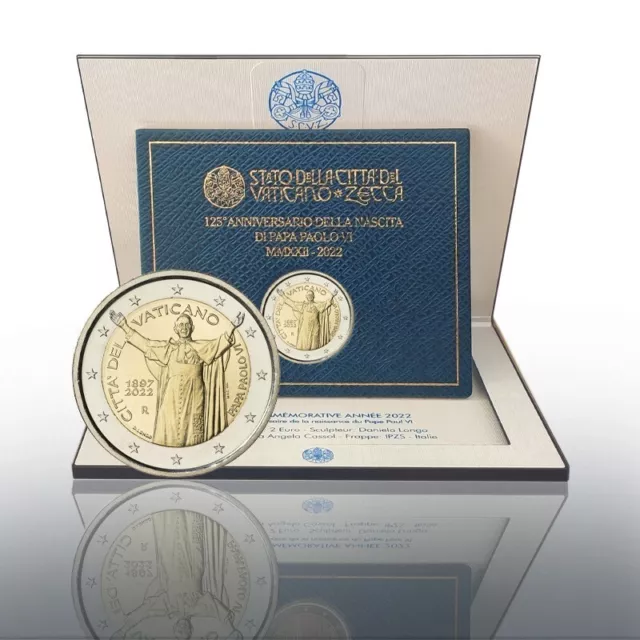 2 euro Vaticano 2022: 125° compleanno Papa Paolo VI