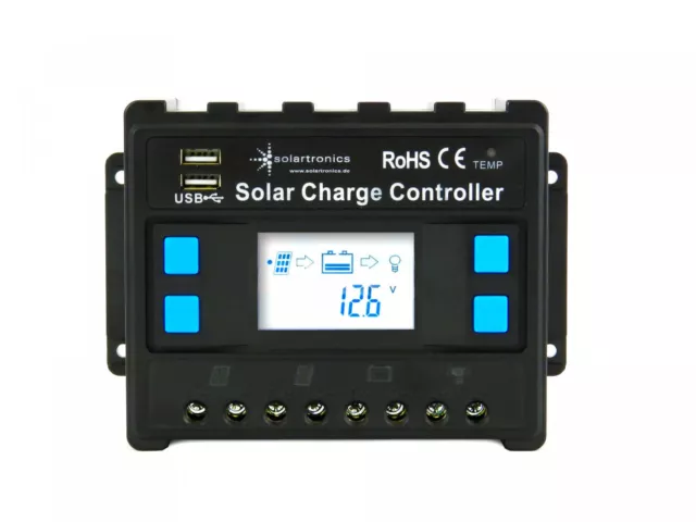 Solar Laderegler blau 20A - 60A 12V/24V PWM Solarladeregler PV solartronics 0%