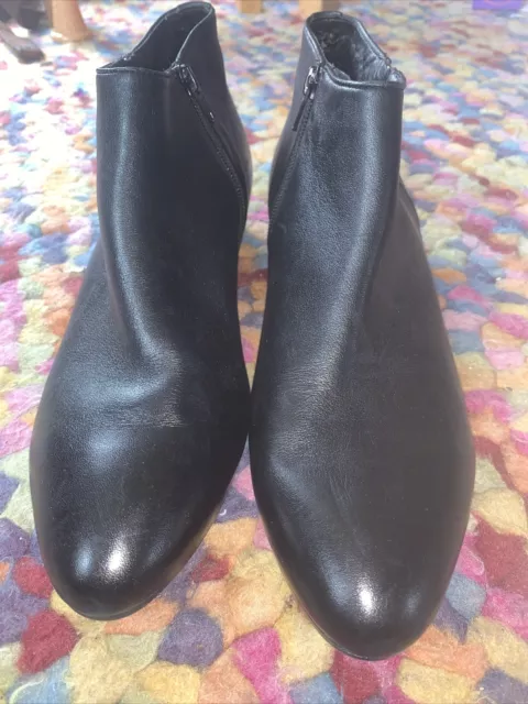 Women’s 5th Avenue Black Leather Ankle Boots Size 40 Smart Casual Work Formal