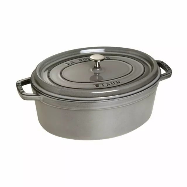 STAUB France Cocotte 37 cm ovalado 8,0 litros hierro fundido gris grafito