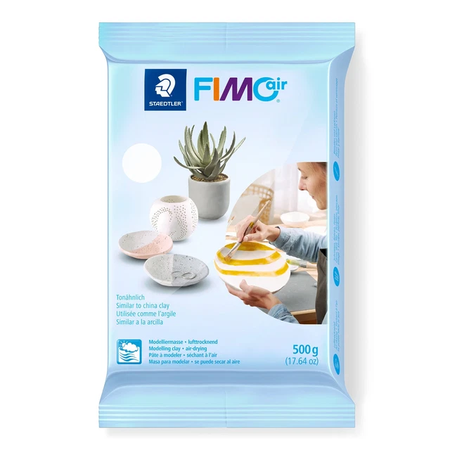 STAEDTLER 8100-0 FIMOair Basic - Air Drying Modelling Clay, 500g - White (Pack o