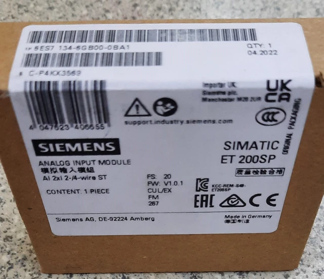 Siemens Simatic ET200SP AI 2xI 2-/4wire ST  6ES7 134-6GB00-0BA1 Neu/OVP