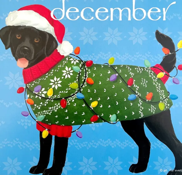 Labrador Christmas Lights December Dog Days Poster Calendar 14 x 11" Art DWDDCal