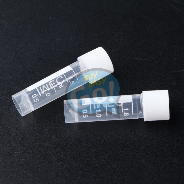 100Pcs Conical Micro Centrifuge Tubes W/Caps Plastic Chemistry Test Vials 2ml