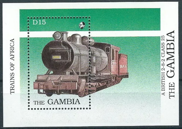 Gambia - Dampflokomotiven in Afrika Block 67 postfrisch 1989 Mi. 881