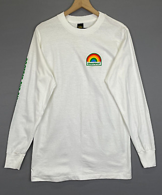Vintage Greenpeace Mens L Long Sleeve Crew Neck Single Stitch Graphic T Shirt