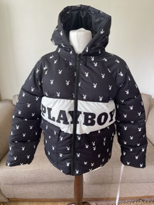 Missguided Playboy Puffer Coat Size 
