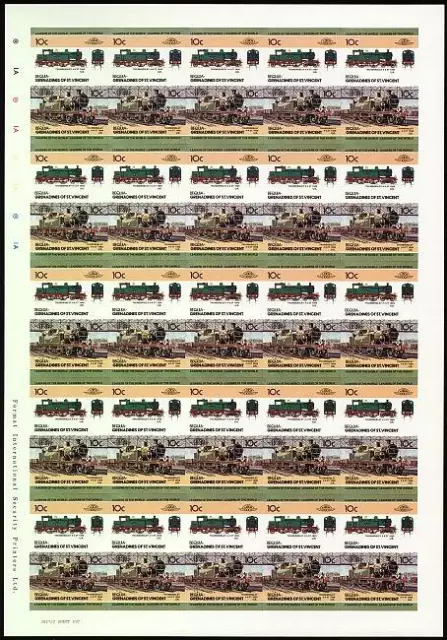 1909 LTSR Tilbury Tank THUNDERSLEY 4-4-2T Imperf/Imperforate Train Stamp Sheet