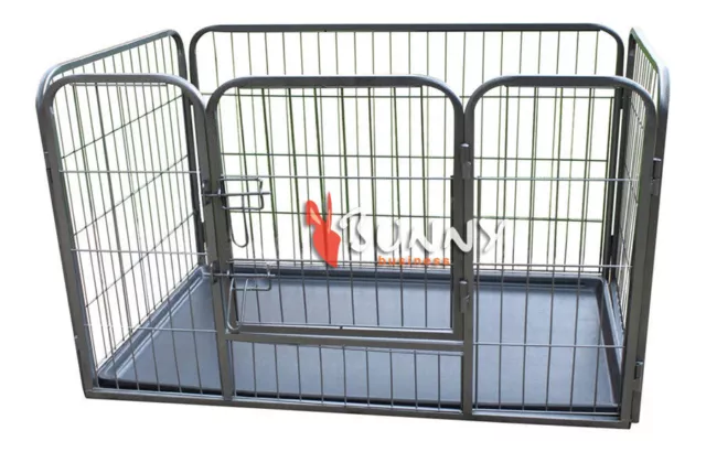 Heavy Duty 4 Piece Puppy Dog Play Pen Run Enclosure Welping Playpen with Floor 4