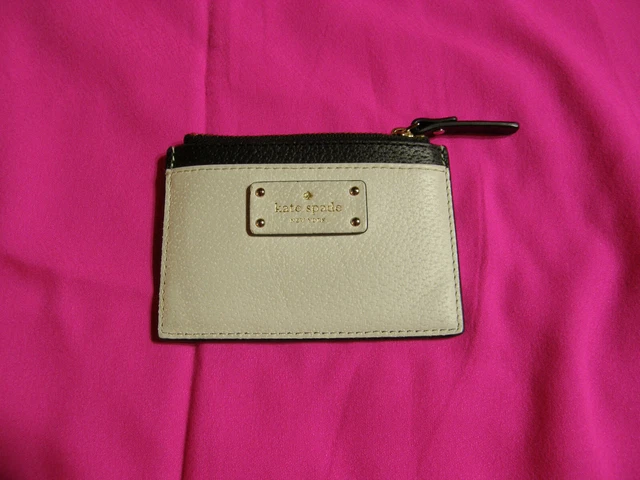 New Kate Spade Adi Grove Street Cream / Black Leather Zip Coin Cardholder Wallet New Kate Spade Adi Grove Street Cream / Black Leather Zip Coin Cardholder Wallet