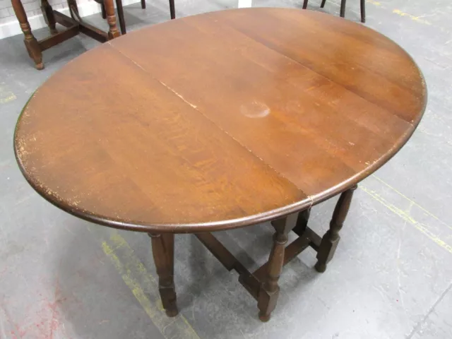 Drop Leaf Antique Style Gateleg Extending Round Dining Table 120cm F3