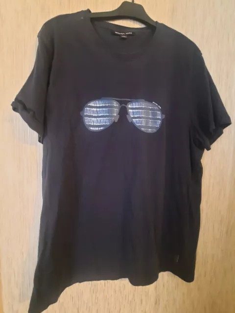 Michael Kors Blue Mens tye dye Sunglasses Graphic T Shirt Size xl