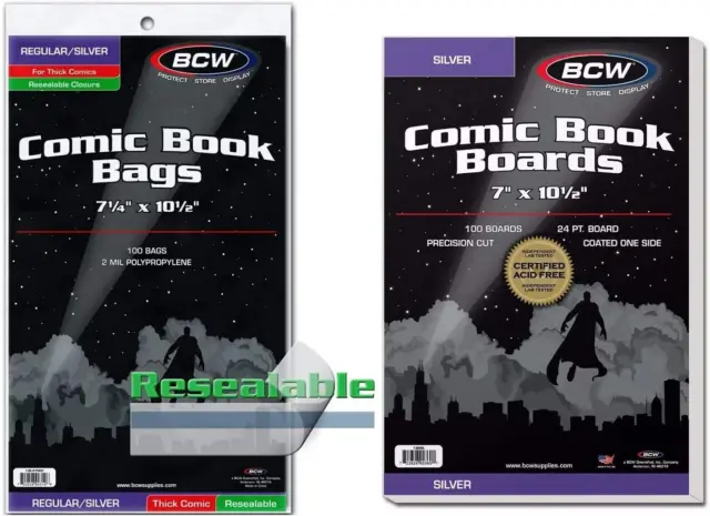 100 New BCW Current Thick Comic Book Bags And Boards - Acid Free