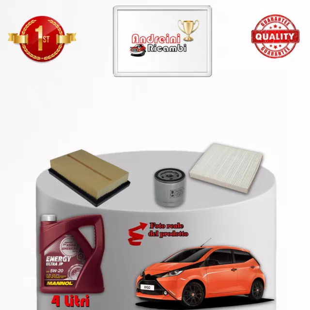 Kit Tagliando Filtri + Olio Per Toyota Aygo Ii 1.0 50Kw 68Cv Dal 2014 -