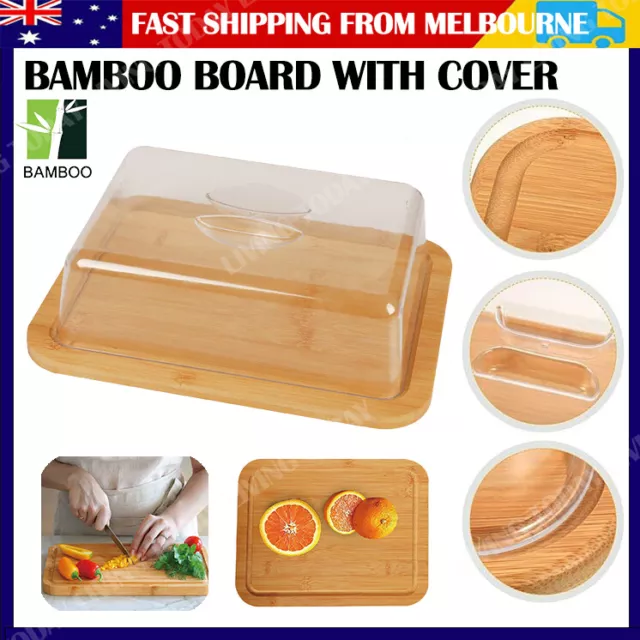 Bamboo Cutting Steak Board Wooden Chopping Natural Kitchen Tool with Cover Set