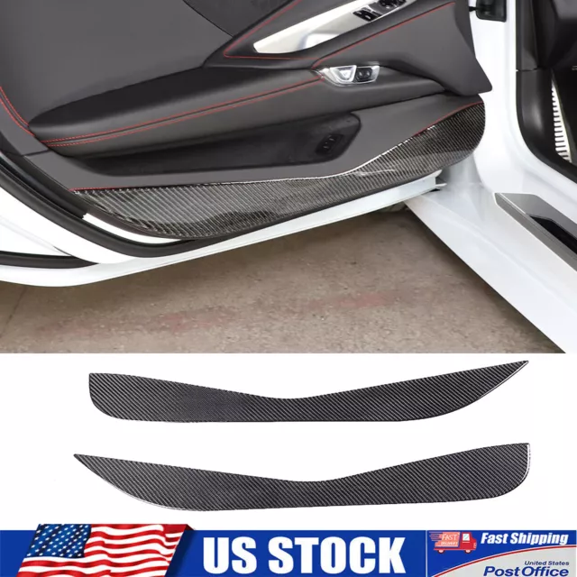 Carbon Fiber Interior Door Anti-kick Panel Trim Sticker Fits Corvette C8 2020-24