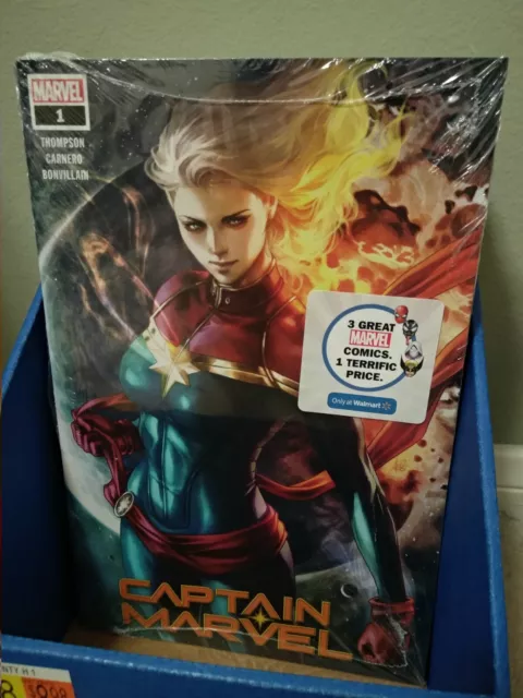 Captain Marvel #1 Walmart Exclusive Sealed 3 Pack Variant Artgerm Cover