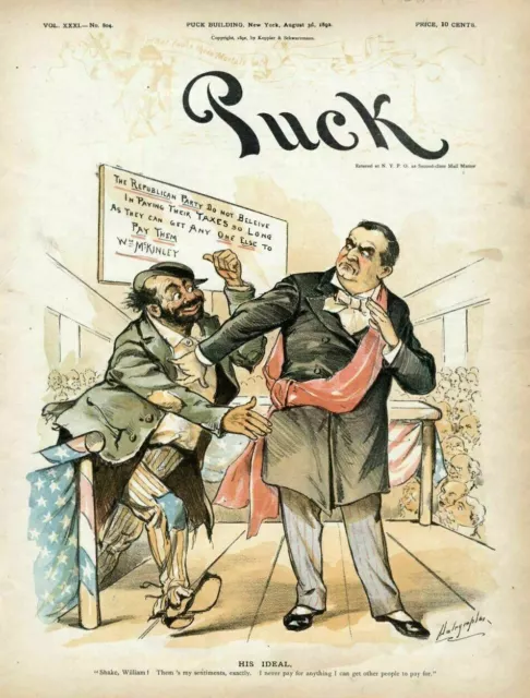 REPUBLICAN PARTY DON'T BELIEVE IN PAYING TAXES WILLIAM McKINLEY 1892 POLITICS