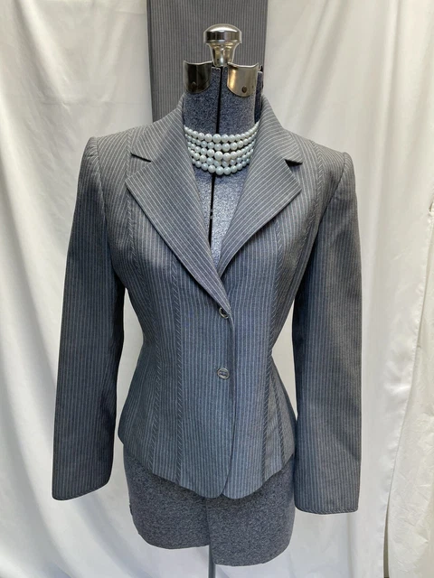 Tahari ASL Pant Suit Size Petite 6P Two Piece Set 30 X 28 Pinstripes Career