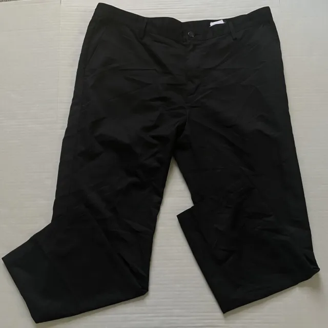 Adidas Golf Pants Mens 38x32 Black Climalite Flat Front Shiny Lightweight