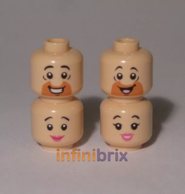4x Lego The Flintstones Heads Fred, Wilma Flintstone + Barney, Betty Rubble NEW