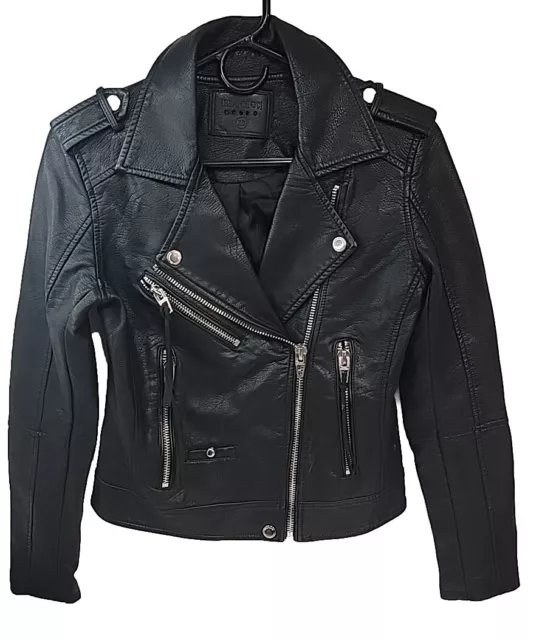 Blank NYC The Essentials Women's Jacket Size XS Moto Vegan Black Leather Chrome